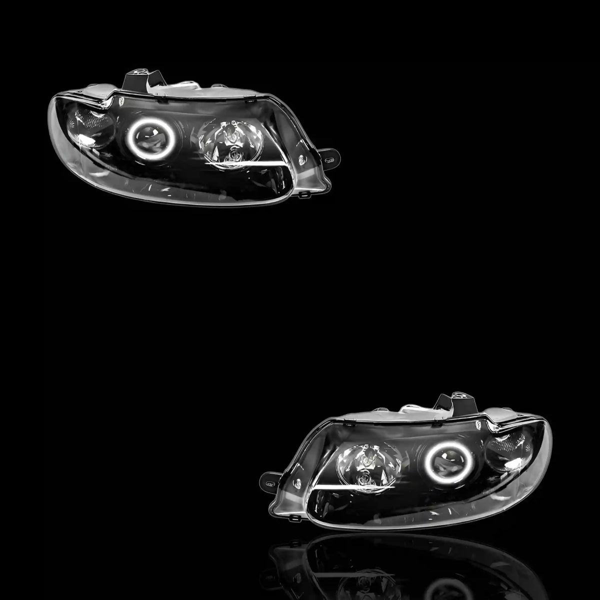 Black LED Halo Angel Eyes Headlights – Fits Holden Statesman WH (1999 - 2003) | LH + RH Pair - Blckline Automotive