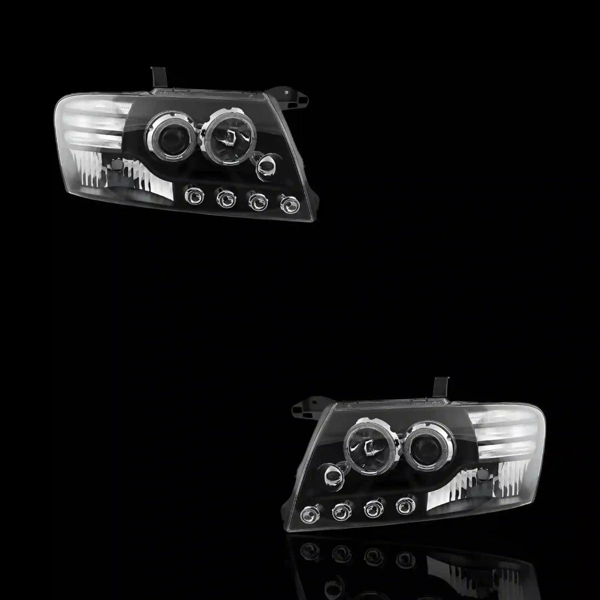 Halo Angel Eyes Headlights – Fits Mitsubishi Pajero NM NP (2000 - 2006) | LH + RH Pair - Blckline Automotive
