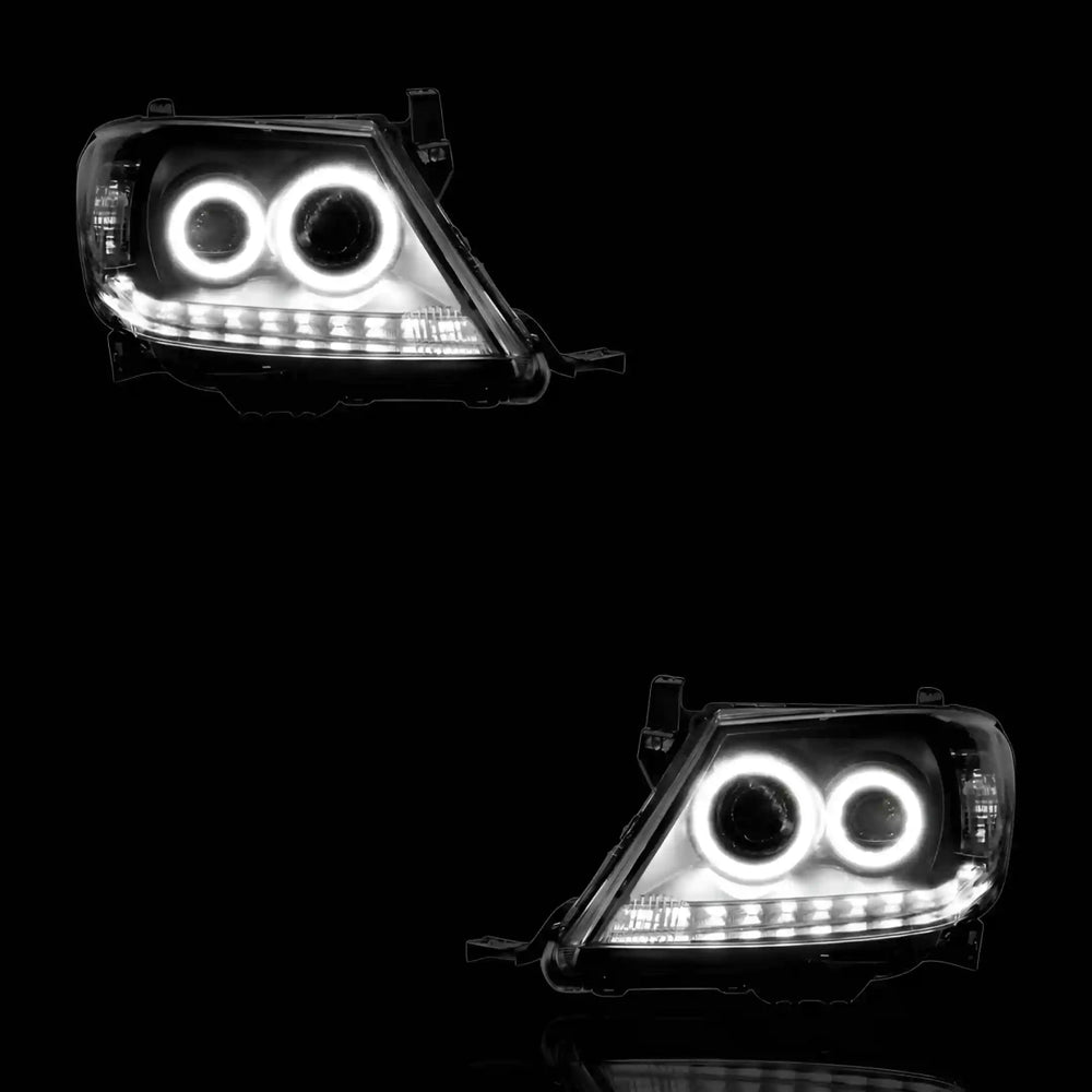 Halo Angel Eyes Projector Headlights – Fits Toyota Hilux N70 (2005 - 2015) | LH + RH Pair - Blckline Automotive